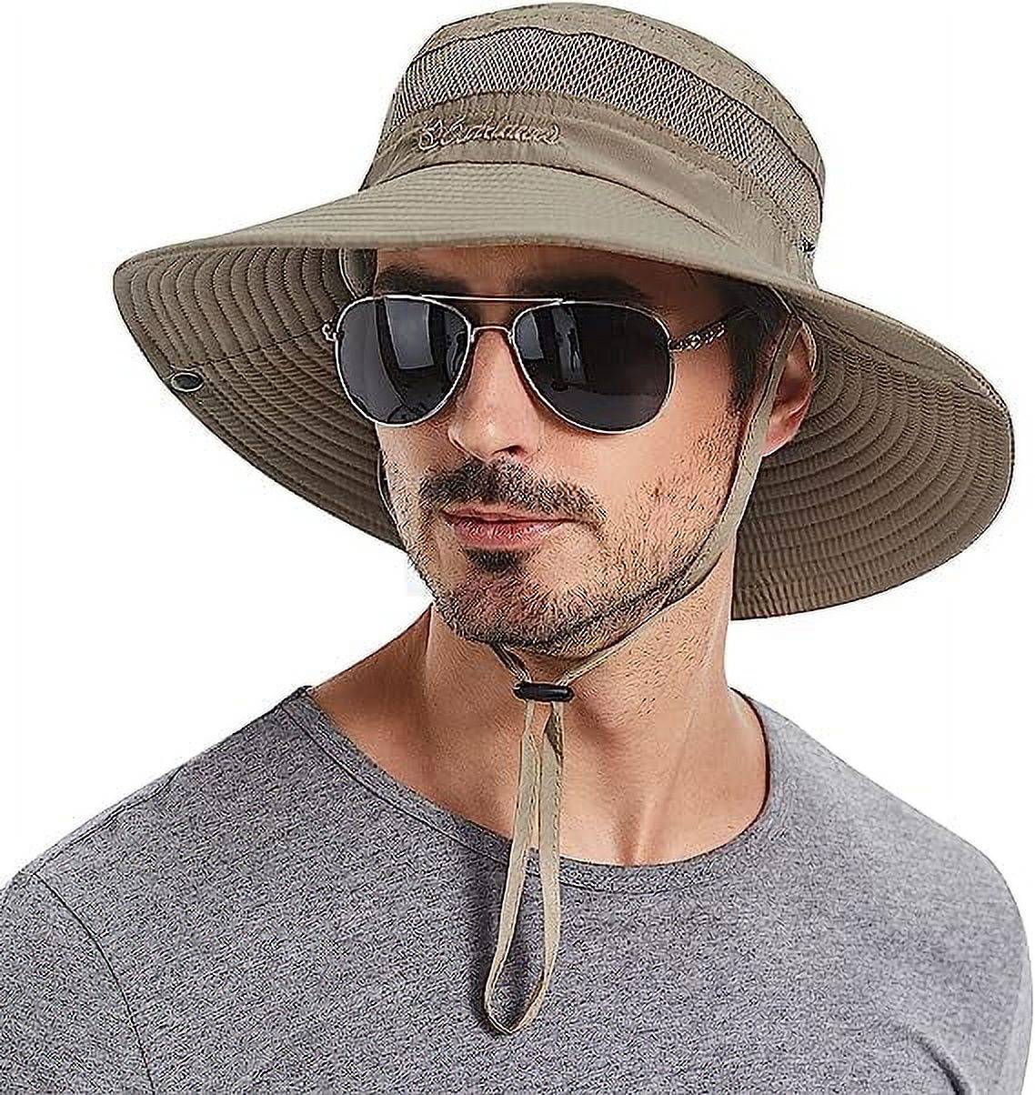 Plarmod Unisex Western Cowboy Hats Wide Brim Mesh Bucket Hats with UV Protection Drawstring Outdoor Fisherman Headgear, Summer Sun Hat.<br /><br />

Product Highlights:<br /><br />

1. Size: Hat Height 3.74 inch, Brim Length 3.35-3.74 inch, Chin Drawstring Length 12.99 inch, so it is large enough to shade forehead to keeps your face and neck safe from harmful rays, and water repellent polyester material could prevent rainwater from seeping into your head.<br /><br />

2. Excellent sun protection effect, with UPF50+ sun protection effect and effectively reduce ultraviolet rays, the hat brim design can resist sunlight.<br /><br />

3. The cap contains an evaporative cooling lining, the evaporative cooling lining retains cold water, and then slowly evaporates to keep you cool all the time.<br /><br />

4. Foldable design, easy to carry, the drawstring at the chin can fix the hat on the head, very practical.<br /><br />

5. The inner moisture wicking sports belt, with mesh ventilation holes on both sides, is very breathable, making you comfortable to wear.<br /><br />

Specifications:<br /><br />

Material: 100% Polyester<br /><br />

Pattern Type: Solid<br /><br />

Style: Outdoor Hats<br /><br />

Inner Circumference: 21.2in - 23.2in<br /><br />

Hat Height: 3.7 in<br /><br />

Hat Width: 3.7 in<br /><br />

Closure Type: Drawstring<br /><br />

Size: One Size<br /><br />

Color: Army Green, Beige, Dark Grey, Light Grey<br /><br />


Package Contents:<br />

1 x Unisex Fisherman Hat<br /><br />

Promise:<br />
If the product has any quality problems, please feel free to contact us, we will help you solve the problem as quickly as possible.<br />