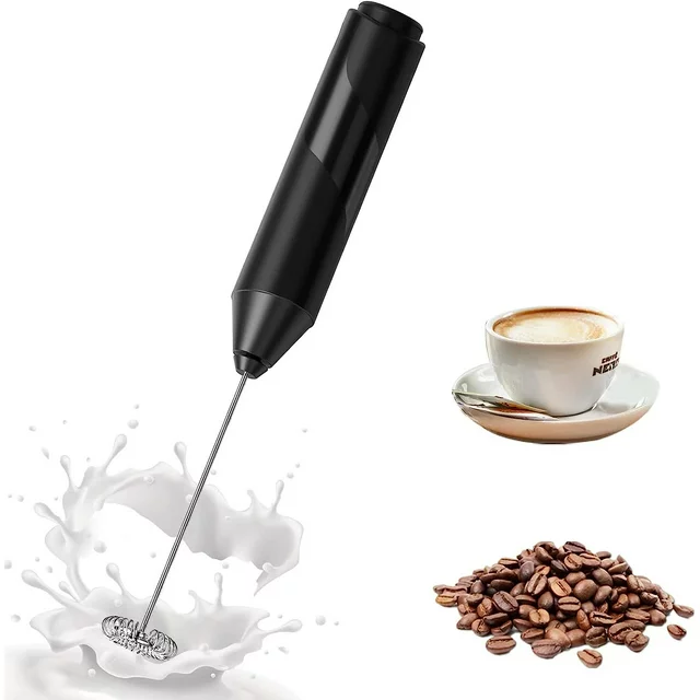 delpattern Milk Frother for Coffee, Battery Operated Drink Mixer for Matcha and More, Handheld Electric Mini Whisk Small Hand Mixers, Frappe Maker, Black.

This electric handheld battery-operated milk frother with high-speed rotation of the stainless-steel whisk and ABS shaft, can instantly froth hot or cold milk for your favorite drinks. Where ever you need frothed milk or cream, this drink mixer will do the job for you quickly and easily within 15-20 seconds.The portable coffee mixer can be used for purposes other than just frothing milk. It is a great tool to have in the kitchen as it can be used for mixing milkshakes, cocktails, fruit drinks, eggs, soups, dressing, etc. It can be used for all liquid foods.

Specifications
Material: Stainless Steel, ABS
Color: Silver, Black
Length: 22 cm/8.66 inches
Type: Mini Hand Mix
Rotate Speed：10000-14000RPM/ Minute
Weight: 58.97g/0.13lb
Operate Required : One-touch
Battery: 2* AA batteries (not included)

Package Include
1 x Electric Milk Frother (without batteries)