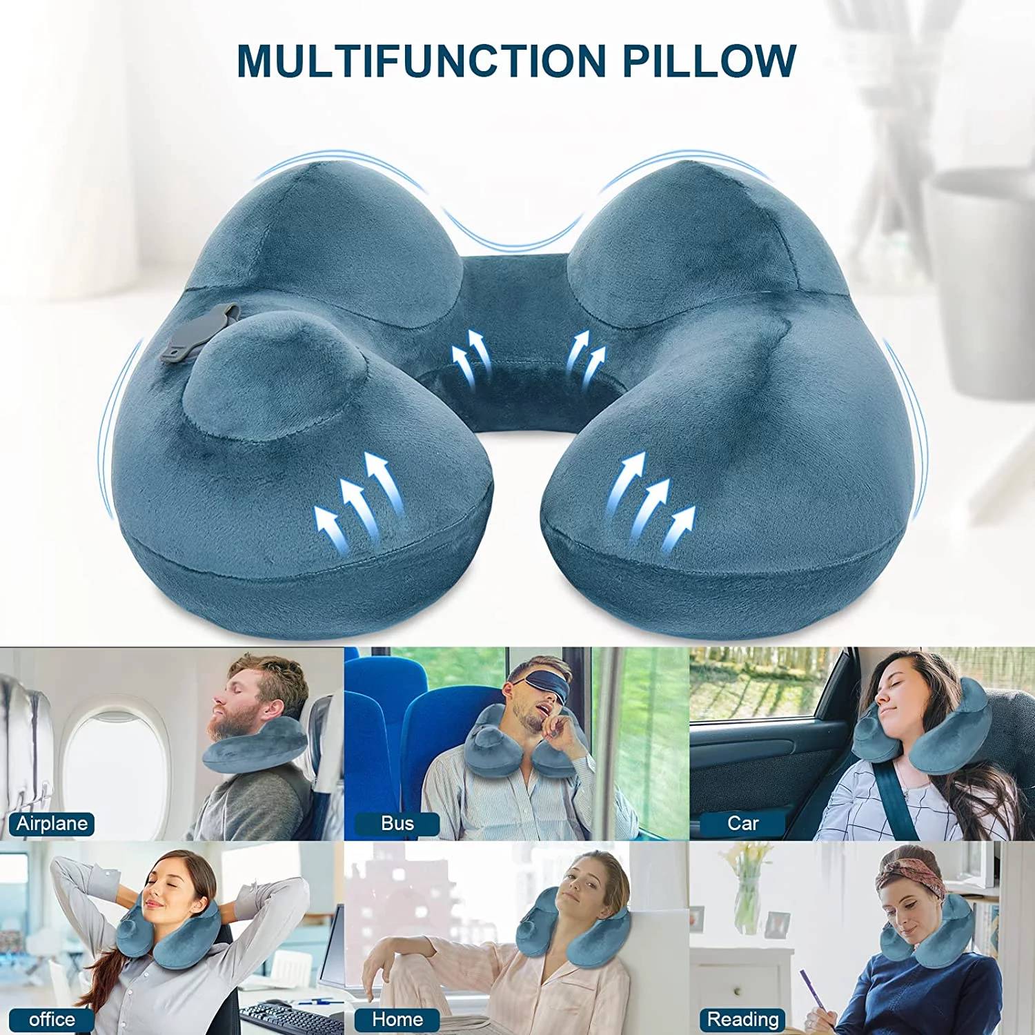 Our mission is to provide the best travel pillow for your journey. We wish our neck pillow can help you enjoy your trip with eternal comfort. The travel pillow is ergonomically designed, it inflates on compression, it is clean so you can forget the embarrassment of blowing with your mouth. The crystal cashmere cover is soft and comfortable. It is easy to store, take off and carry. It is ideal for long flights, working as a side sleeper pillow while you sleep on a seat in a train. It is an excellent companion for business trips, travel and at home. This is a great travel pillow for planes, trains, etc. You need a travel pillow for your trip. The Metene Pillow is a great choice. It is soft, comfortable, portable and easy to take along.