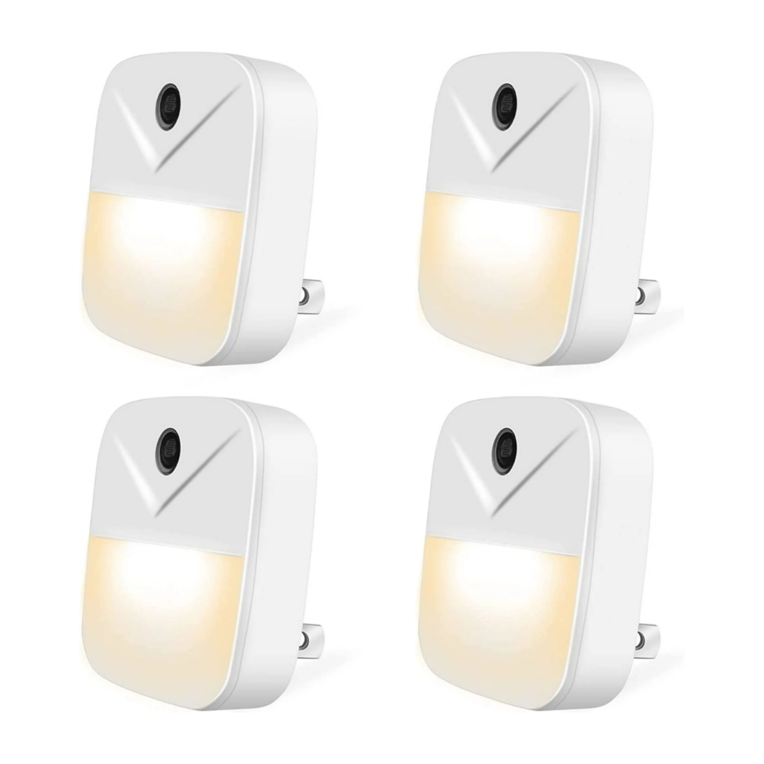 The Juyafio LED night light gives off the right amount of light at night, illuminate all the obstacles in dark that could create a safety hazard. Perfect for bathroom trips and hallways in the middle of night, you will never walk around blindly in the dark,not harsh on your eyes and not having to turn the head lights on at night and bothers others; ideal for kids' room, hallway, bedroom, nursery, staircase and more.Unique Acrylic material, clean and square design, makes the night light very subtle, nice and flat against the wall, do not stick out or clash with the decor. Also Smart Light gives the house a cool modern feel, bright at night and very chic in the daytime.

Specifications:
Plug Type:US Plug
Type: Warm Light
Material: ABS
colour: White
size: ‎1.8"D x 1.8"W x 1.8"H
Input Voltage: 120VAC 60HZ
Wattage: Max 0.5W
Color Temperature: 9000K
Lifespan: 30000 Hours

Packing List:
4 x LED Night Light