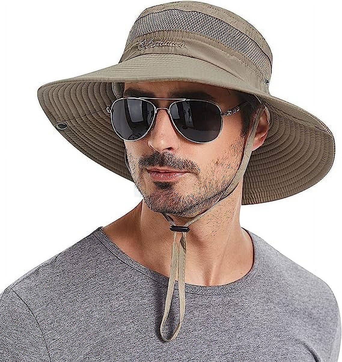 Plarmod Unisex Western Cowboy Hats Wide Brim Mesh Bucket Hats with UV Protection Drawstring Outdoor Fisherman Headgear, Summer Sun Hat.<br /><br />

Product Highlights:<br /><br />

1. Size: Hat Height 3.74 inch, Brim Length 3.35-3.74 inch, Chin Drawstring Length 12.99 inch, so it is large enough to shade forehead to keeps your face and neck safe from harmful rays, and water repellent polyester material could prevent rainwater from seeping into your head.<br /><br />

2. Excellent sun protection effect, with UPF50+ sun protection effect and effectively reduce ultraviolet rays, the hat brim design can resist sunlight.<br /><br />

3. The cap contains an evaporative cooling lining, the evaporative cooling lining retains cold water, and then slowly evaporates to keep you cool all the time.<br /><br />

4. Foldable design, easy to carry, the drawstring at the chin can fix the hat on the head, very practical.<br /><br />

5. The inner moisture wicking sports belt, with mesh ventilation holes on both sides, is very breathable, making you comfortable to wear.<br /><br />

Specifications:<br /><br />

Material: 100% Polyester<br /><br />

Pattern Type: Solid<br /><br />

Style: Outdoor Hats<br /><br />

Inner Circumference: 21.2in - 23.2in<br /><br />

Hat Height: 3.7 in<br /><br />

Hat Width: 3.7 in<br /><br />

Closure Type: Drawstring<br /><br />

Size: One Size<br /><br />

Color: Army Green, Beige, Dark Grey, Light Grey<br /><br />


Package Contents:<br />

1 x Unisex Fisherman Hat<br /><br />

Promise:<br />
If the product has any quality problems, please feel free to contact us, we will help you solve the problem as quickly as possible.<br />