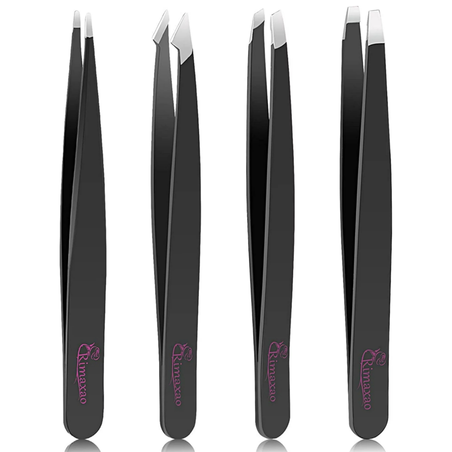 The Perfect Slant Tip Expert Tweezer is your ultimate ally in achieving a flawless look. It features a precise design with aligned ends that let you grab onto and extract even the thinnest hairs with ease. This high-quality, stainless steel tweezer has a built-in grip on either side of the tool that provides sustained comfort and control. Use it to achieve a clean, professional-looking appearance by removing stray hairs from locations on the face such as the upper lip, brow, chin and more. The expert tweezer has a portable design that makes it ideal for use at home, on the go and while traveling.

Name: Tweezers
Color: Black
Material: Stainless Steel + Alloy Steel
Number: 4 PCS
Item Dimensions LxWxH: 5.91 x 3.94 x 1.97 inches