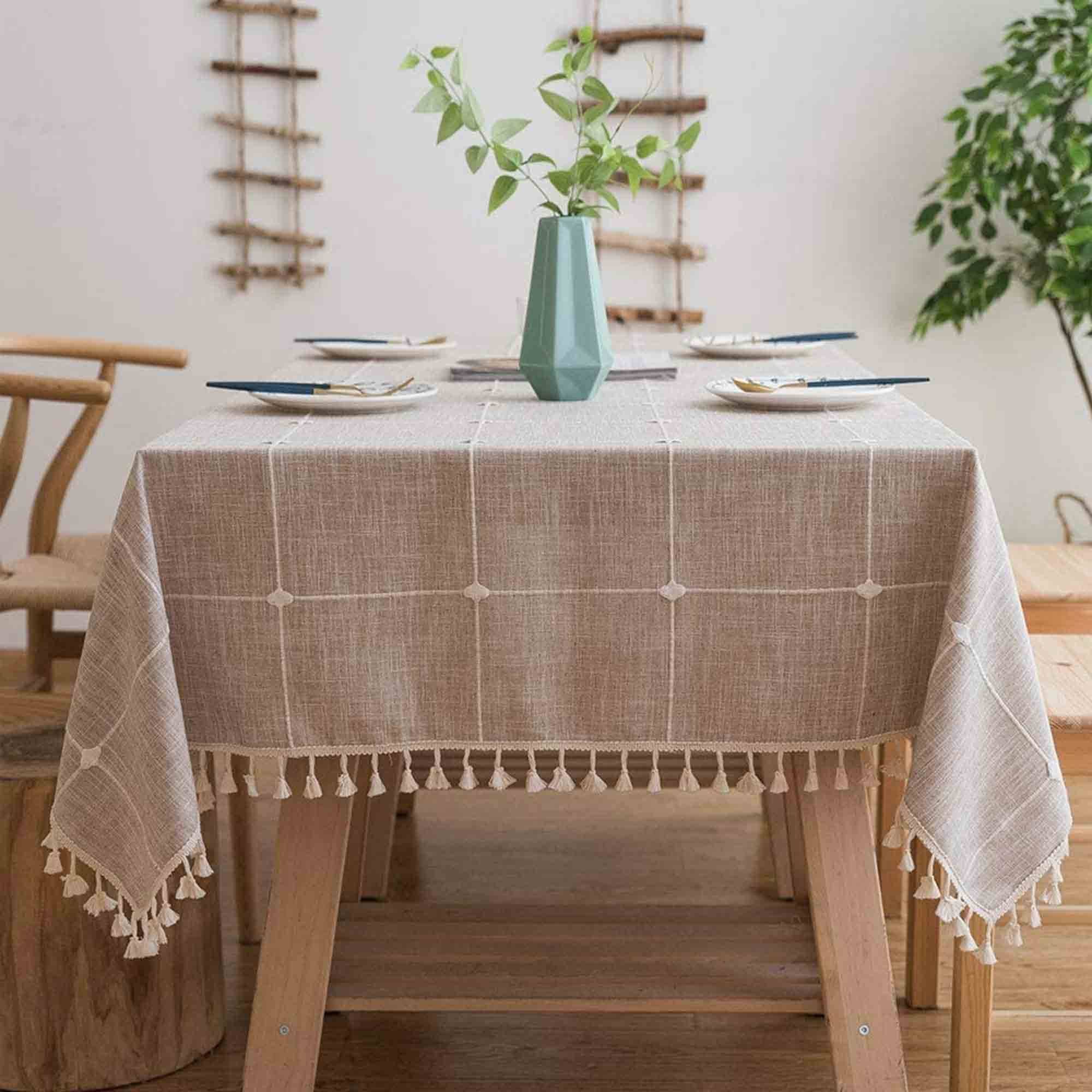 Why choose our tablecloth?

With delicate embroidery patterns and beautiful tassel edges, Mokani cotton linen tablecloths can not only be used as table protector also perfect table decor.

Our unique design tassel tablecloth can also help add holiday or party atmosphere. It's a great gift suitable for anyone who need to protect and decorate their tables.



3D Embroidery Design

Cotton linen tablecloths with delicate embroidery patterns, making your meal more enjoyable. This tablecloth can be used for the table to enhance the style, and also for coffee table, desks and even parties and weddings.



Seamless Fringe Decoration

This table cover has tassels on the edges as a decoration, very stylish and beautiful. It adds a sense of elegance to your home. Carefully selected tassel materials and high-quality sewing techniques to ensure its beauty and durability.


Anti-Wrinkle and Anti-Shrink

Our tablecloth perfectly combines the comfort of cotton and the compactness of hemp, which is more wrinkle and shrink resistant than other materials. It can be machine washed and hand wash is better. Gentle washing can make tassels last longer.



Note: The picture may not reflect the actual color as different monitor display and light effect

Product sizes that measured by hand lead to the difference between about 1-2 Inch due to everyone’s measurement technique.