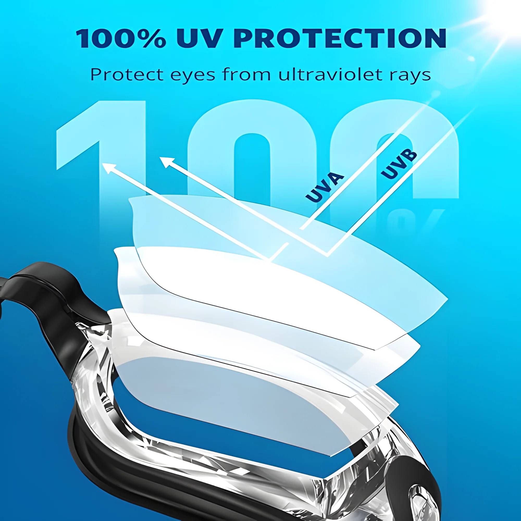 Goggles for Swimming Kids Youth Adult, Comfortable Daily Swim Glasses with Mirrored Anti-Fog lens and UV Protection No Leak Water.

Key Features:
. Swim goggle youth provides a sleek, snug, low profile inner eye fit.
. Anti-Fog coating helps prevents the condensation of water.
. Flexible silicone frame and gasket can ensure no leak water.
. UV protected lenses block the sun's harmful UVA and UVB rays.
. Mirrored lens helps reduce glare.
. Updated styling with ultra low profile design and 25% more peripheral vision.

Specifications:
Color: Transparent
Frame Material: Silicone
Lens Material: PC
Size: Large
Weight: 7.05 Ounces/0.38lb

Packing list:
1x Swim goggles
1x Nose Clips
1x Portable case
1x Elastic Swimming Caps

Notes:
. Please take off the protective film on the surface of the goggles before use.