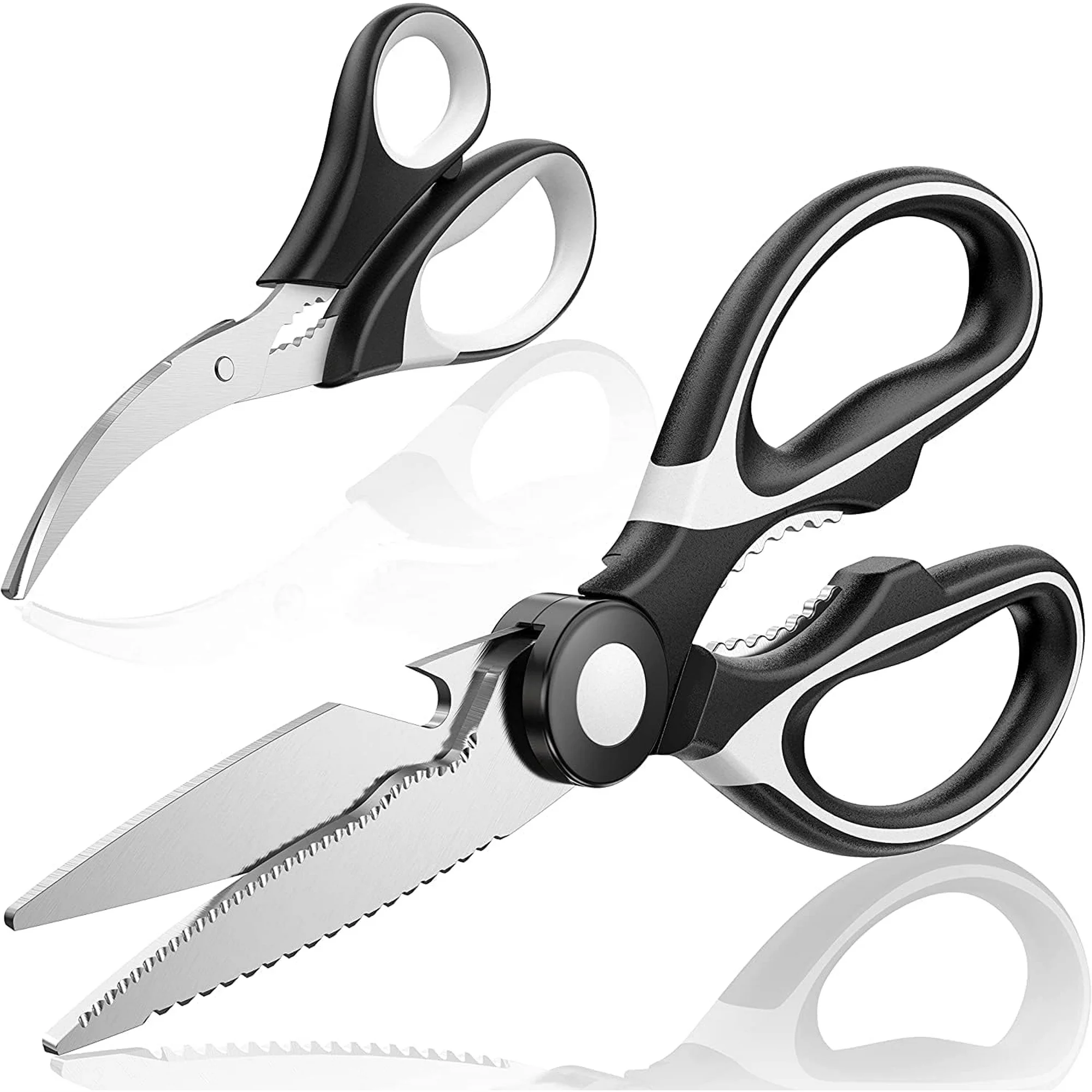 Welcome the Juyafio Heavy-Duty Multi-Purpose Kitchen Shears into your kitchen toolset. Crafted from premium stainless steel, these kitchen scissors promise durability that stands the test of time. Cut with ease and precision, from chicken, poultry, fish to raw or cooked meat, vegetables, fruits, and herbs - a handy tool for all your meal preparation needs. But they aren't confined to the kitchen! Their multi-purpose utility allows for a range of uses outside of cooking as well, giving you flexibility in your daily tasks. As seen on TV, they make the perfect gift for mom and dad, or anyone in your life who takes joy in cooking. With Juyafio, make your culinary journey effortless and enjoyable!