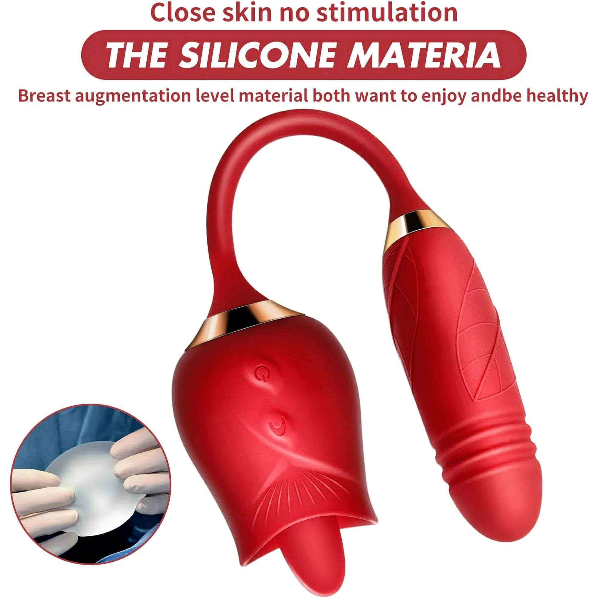 2 in 1 Rose Toy Vibrato with Thrusting Vibrating , Sex Toys for Women , Sex Toys - Vibrating Massager for Adults.

Flexible and soft, give you unprecedented pleasure.

Specification:

☻Material: Silicone + ABS

☻Frequency: 10 Kinds Strong Vibration Mode

☻Charging: USB Charging

☻Waterproof: IPX7

☻Color: Red

☻Charge: UBS  charging

☻Noise level: <40dB

☻Size:Total length: 317mm/12.48in

Rose width: 53mm/2.08in, rose length: 85.33mm/3.34in

Vibrating egg width: 30.51mm/1.2in, vibrating egg length: 102.73mm/4.0in

Net weight: 200g/7.05oz