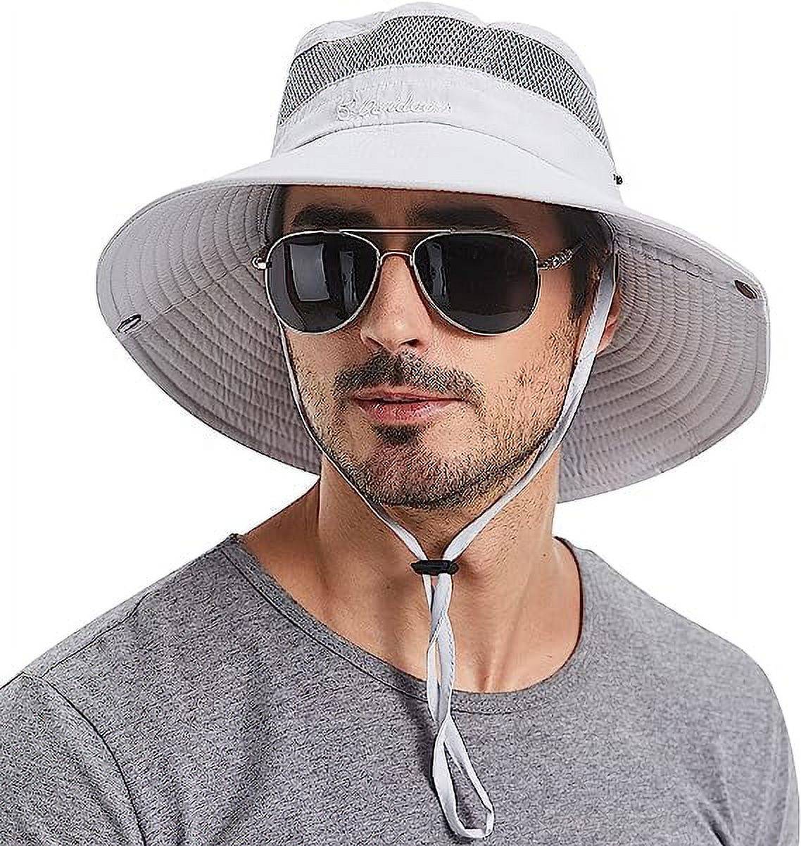 Plarmod Unisex Western Cowboy Hats Wide Brim Mesh Bucket Hats with UV Protection Drawstring Outdoor Fisherman Headgear, Summer Sun Hat.<br /><br />

Product Highlights:<br /><br />

1. Size: Hat Height 3.74 inch, Brim Length 3.35-3.74 inch, Chin Drawstring Length 12.99 inch, so it is large enough to shade forehead to keeps your face and neck safe from harmful rays, and water repellent polyester material could prevent rainwater from seeping into your head.<br /><br />

2. Excellent sun protection effect, with UPF50+ sun protection effect and effectively reduce ultraviolet rays, the hat brim design can resist sunlight.<br /><br />

3. The cap contains an evaporative cooling lining, the evaporative cooling lining retains cold water, and then slowly evaporates to keep you cool all the time.<br /><br />

4. Foldable design, easy to carry, the drawstring at the chin can fix the hat on the head, very practical.<br /><br />

5. The inner moisture wicking sports belt, with mesh ventilation holes on both sides, is very breathable, making you comfortable to wear.<br /><br />

Specifications:<br /><br />

Material: 100% Polyester<br /><br />

Pattern Type: Solid<br /><br />

Style: Outdoor Hats<br /><br />

Inner Circumference: 21.2in - 23.2in<br /><br />

Hat Height: 3.7 in<br /><br />

Hat Width: 3.7 in<br /><br />

Closure Type: Drawstring<br /><br />

Size: One Size<br /><br />

Color: Army Green, Beige, Dark Grey, Light Grey<br /><br />


Package Contents:<br />

1 x Unisex Fisherman Hat<br /><br />

Promise:<br />
If the product has any quality problems, please feel free to contact us, we will help you solve the problem as quickly as possible.<br />