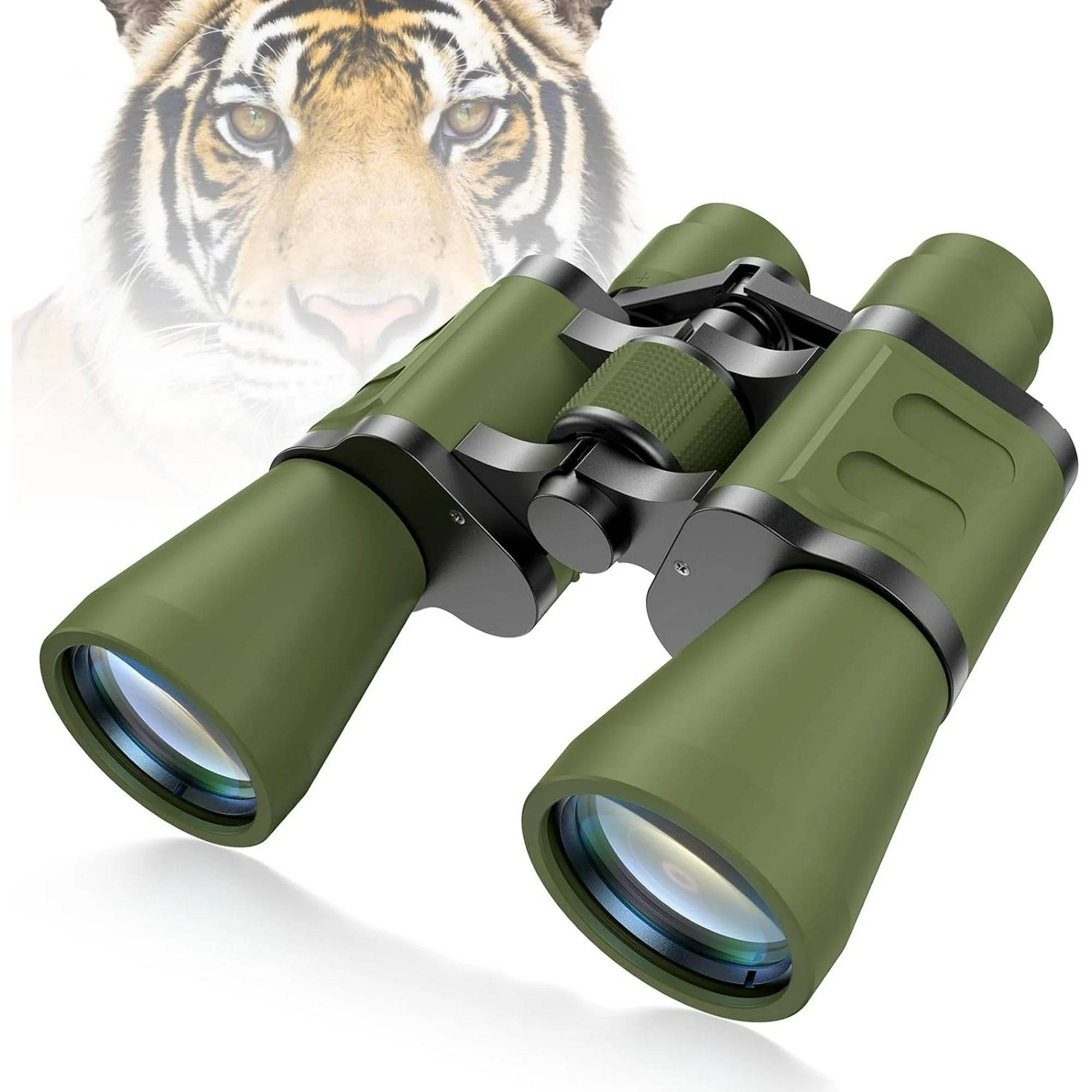 aims to provide professional optical equipment for every explorer! Once you pick up a pair of binoculars for the first time and set out on the road to distance, you'll never stop. Our waterproof binoculars are designed with 12x high power magnification and a 50mm wide angle lens, providing a large field of view of 305ft/1000yds when in use. These binoculars feature night vision capability, large BAK4 prism, fully multi-coated objective lens and eyepiece, enabling adventurers to observe targets clearly even in low-light environments such as cloudy or dusk settings.This birding binocular is compact, non-slip, fog-proof and waterproof, making it especially suitable for outdoor activities such as birding, hunting, traveling, stargazing and camping.Whether it's for an upcoming Christmas, birthday or Father's Day, it's the ideal choice for anyone looking to select a gift.

Specifications:
Brand：Juyafio
Item: Binocular
Material：Metal body with rubber coating & all-optical glass
Magnification: 12X
Objective lens diameter: 50mm
Eyepiece diameter: 22mm
Prism glass: BAK4
Focus System：Center
Center field of view：390ft / 1000 yds
Exit Pupil Diameter：7mm (Also works well in dim light)
Exit pupil distance: 16.7mm
Coating: FMC
Item Dimensions: 8.15 x 7.87 x 3.11 inches, 1.9 pounds（2-3mm difference measured by hand）.